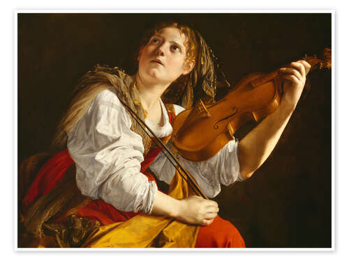 Póster Young Woman with a Violin (Saint Cecilia)