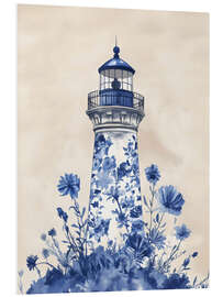 Hartschaumbild Blauer Floraler Leuchtturm