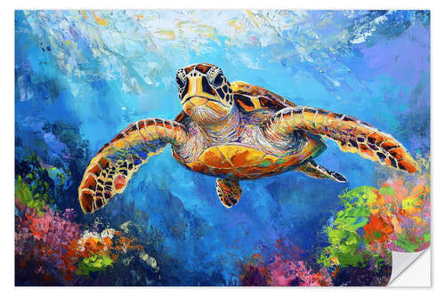 Självhäftande poster Sea Turtle Swim