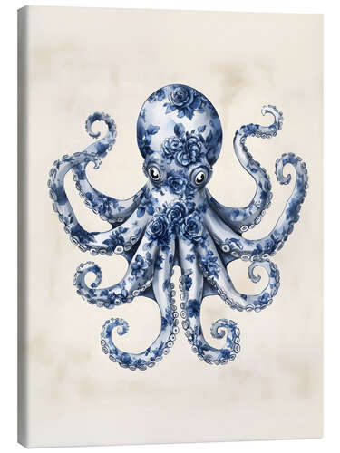 Lienzo Blue Floral Octopus