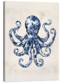 Lienzo Blue Floral Octopus - Arlington Prints