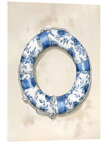 Cuadro de metacrilato Blue Floral Life Preserver