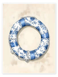 Wall print Blue Floral Life Preserver - Arlington Prints