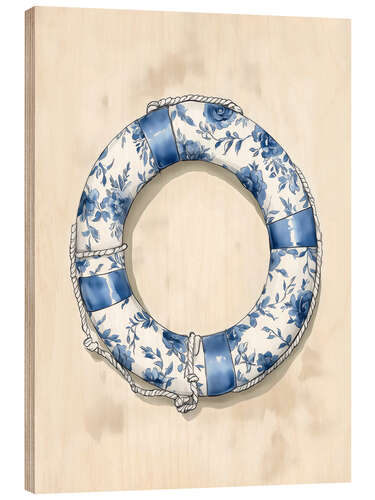 Obraz na drewnie Blue Floral Life Preserver