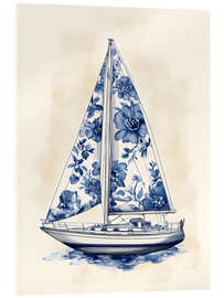 Cuadro de metacrilato Blue Floral Sailboat - Arlington Prints
