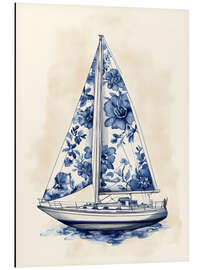 Alumiinitaulu Blue Floral Sailboat - Arlington Prints