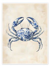 Wall print Blue Floral Crab - Arlington Prints