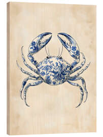 Obraz na drewnie Blue Floral Crab - Arlington Prints
