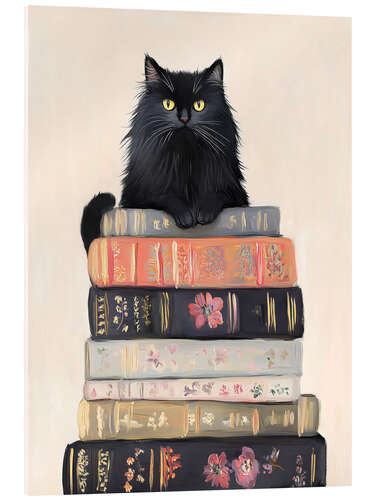 Acrylic print Book Stack Cat