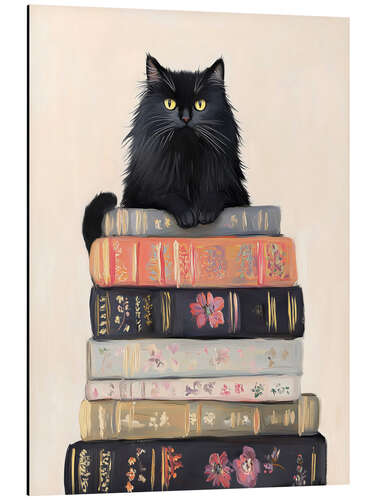 Obraz na aluminium Book Stack Cat