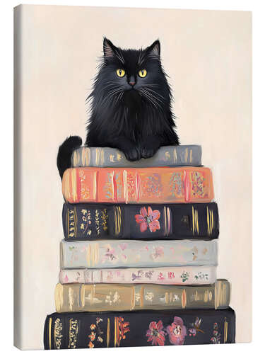 Tableau sur toile Book Stack Cat
