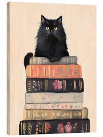 Holzbild Bücherstapel Katze - Arlington Prints