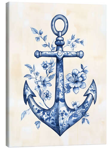 Lienzo Blue Floral Anchor