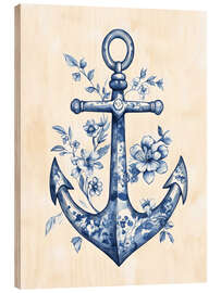 Obraz na drewnie Blue Floral Anchor - Arlington Prints