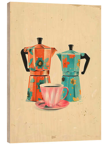 Wood print Morning Moka Pots