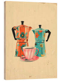 Wood print Morning Moka Pots - Arlington Prints