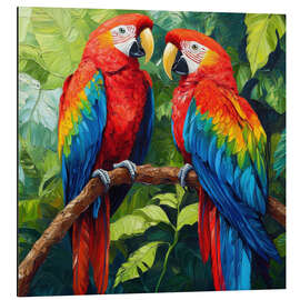 Aluminium print Parrot Pair
