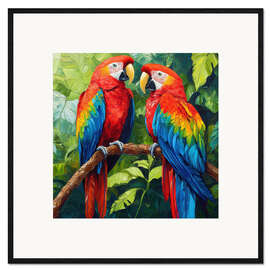 Gerahmter Kunstdruck Papageienpaar