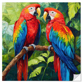 Naklejka na ścianę Parrot Pair
