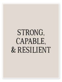 Wall print Strong, Capable and Resilient - apricot and birch