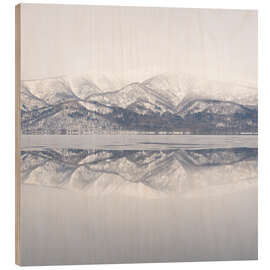 Wood print Snow-capped mountains in Hokkaido, Japan - Philipp Dase