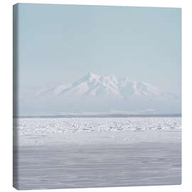 Canvas print Snow-covered mountain in Japan in front of a sea of ice - Philipp Dase