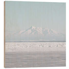 Wood print Snow-covered mountain in Japan in front of a sea of ice - Philipp Dase