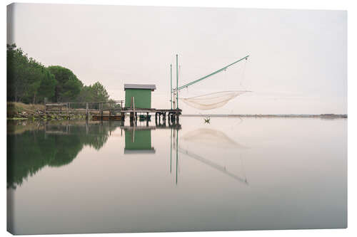 Lerretsbilde Fisherman's house on the lake, Italy