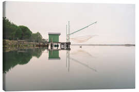 Lienzo Fisherman's house on the lake, Italy