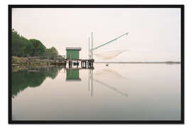 Gerahmter Kunstdruck Fischerhaus am See, Italien