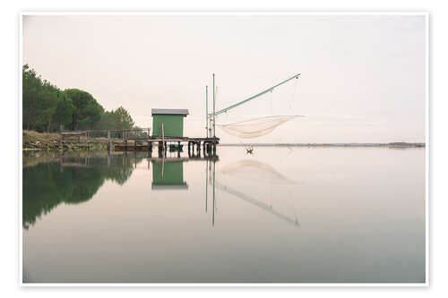 Poster Fisherman's house on the lake, Italy