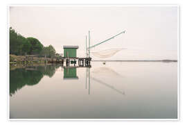 Poster Fisherman's house on the lake, Italy