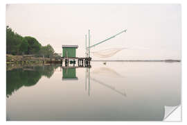 Muursticker Fisherman's house on the lake, Italy