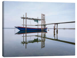 Obraz na płótnie Fishing boat at the jetty on a lake, Italy - Philipp Dase