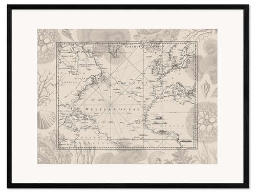 Impresión de arte enmarcada Vintage Atlantic ocean voyage