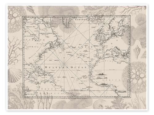 Poster Vintage Atlantic ocean voyage