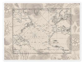 Wall print Vintage Atlantic ocean voyage - Andrea Haase