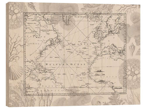 Print på træ Vintage Atlantic ocean voyage