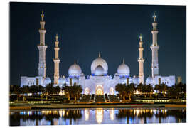 Acrylic print Illuminated Grand Mosque reflection at night - George Pachantouris