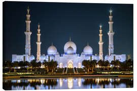 Lienzo Illuminated Grand Mosque reflection at night - George Pachantouris