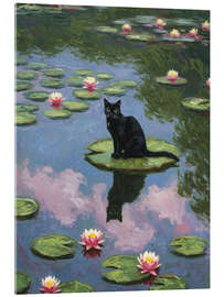 Tableau en verre acrylique Water Lilies Black Cat - Felipe Hora