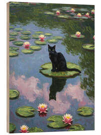 Wood print Water Lilies Black Cat - Felipe Hora