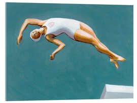 Obraz na szkle akrylowym Diver in Dark Aqua Sky