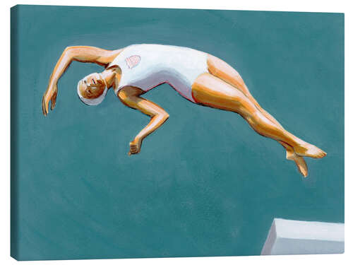Canvas print Diver in Dark Aqua Sky