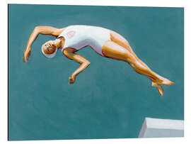 Magnettafel Turmspringerin in dunklem Aqua-Himmel