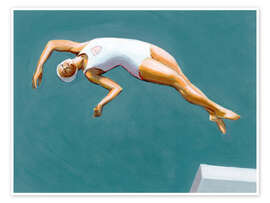 Wall print Diver in Dark Aqua Sky - Sarah Morrissette