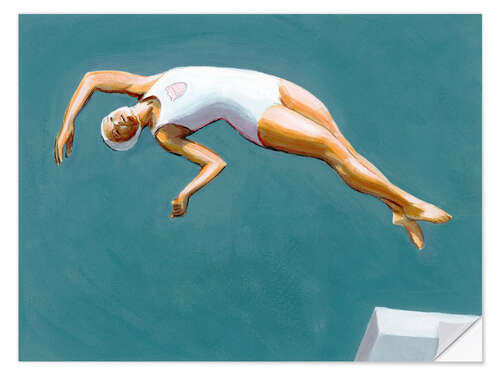 Sticker mural Diver in Dark Aqua Sky