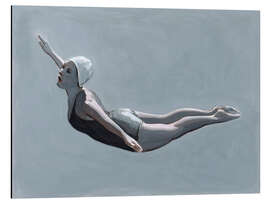 Magnettafel Turmspringerin in Grau