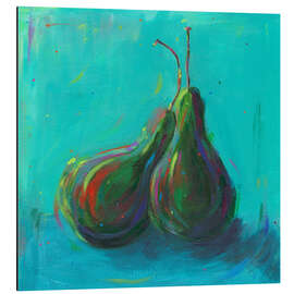 Obraz na aluminium Pear on Turqouise - Dawn Underwood