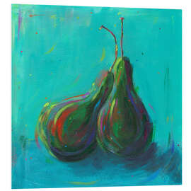 Hartschaumbild Birne auf Türkis - Dawn Underwood